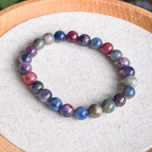 Raw Colorful Sapphire Bracelet 8mm