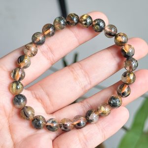 Golden Rutilated Quartz with Black Tourmaline 7.8mm